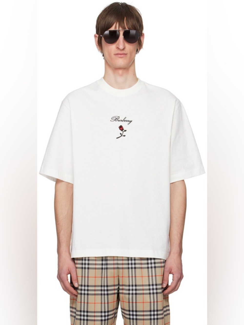 Burberry Logo Embroidered Crewneck T-Shirt Sz M